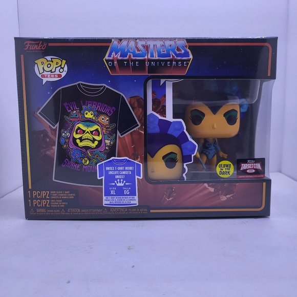 FUNKO POP MASTERS OF THE UNIVERSE EVIL LYNN POP & TEE SIZE XL GITD TARGETCON - Picture 1 of 8